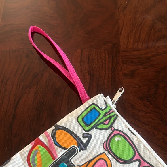 Bikini Bag Swimsuit Bag with Sunglasses Print and Wrist Strap - Picture 2 of 16